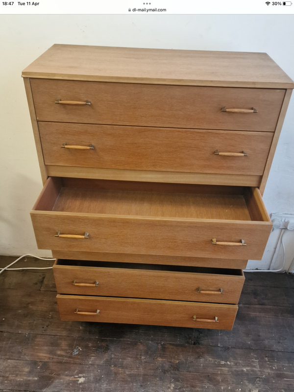 1960’s Oak Tallboy Chest of Drawers by Lebus