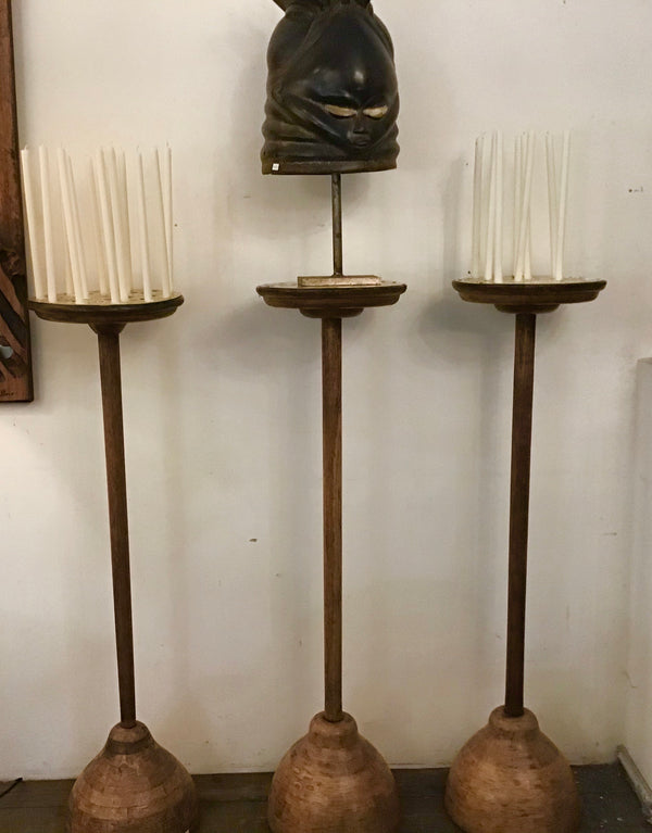 1950’s oak church candle holder stands SOLD